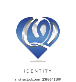 Letter Q with love Logo Design Template, vector illustration on a white background.
