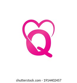 Letter Q and Love Logo Template design vector