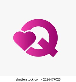 Letter Q Love Symbol And Heart Icon Concept Vector Template