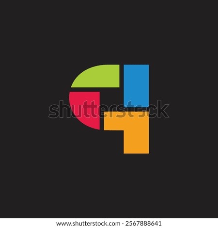 letter q lowercase simple rotate colorful logo vector 