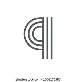 letter q lowercase stripes logo vector