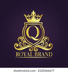 Letter Q luxury gold logo concept