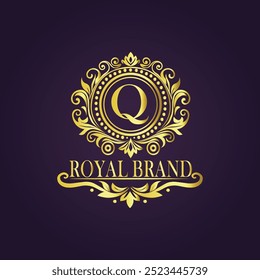 Letter Q luxury gold logo concept