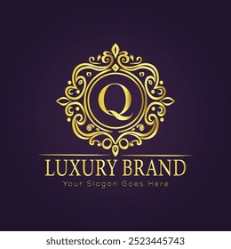 Letter Q luxury gold logo concept