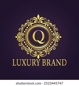 Letter Q luxury gold logo concept