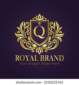 Letter Q luxury gold logo concept