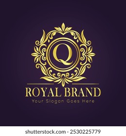 Letter Q luxury gold logo concept