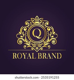 Letter Q luxury gold logo concept