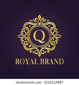 Letter Q luxury gold logo concept