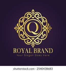 Letter Q luxury gold logo concept