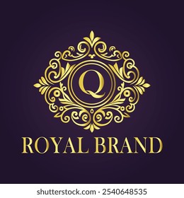 Letter Q luxury gold logo concept