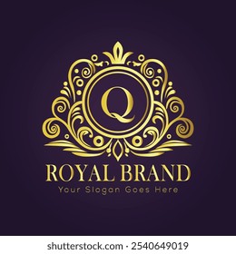 Letter Q luxury gold logo concept
