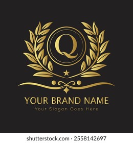 Letter Q luxury gold logo concept
