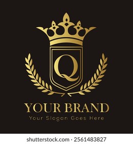 Letter Q luxury gold logo concept
