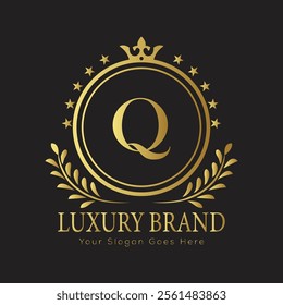 Letter Q luxury gold logo concept
