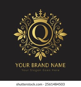 Letter Q luxury gold logo concept
