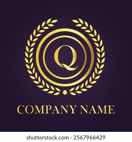 Letter Q luxury gold logo concept