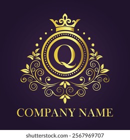 Letter Q luxury gold logo concept