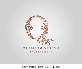 Letter Q Luxury logo icon, Elegant flourishes ornament monogram design vector.