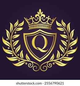 Letter Q luxury and Royale brand logo concept design
