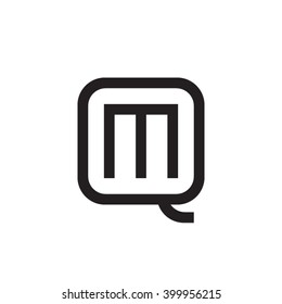 letter Q and M monogram square shape logo black