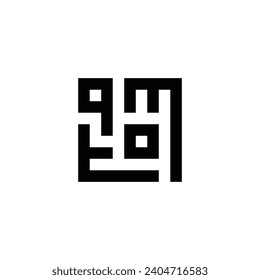 Letter q, m, t and o square geometric symbol simple logo vector