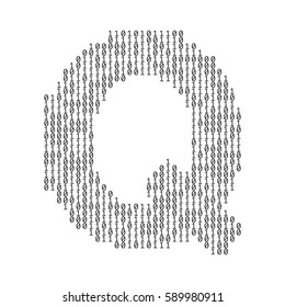 Letter Q made from binary code data