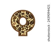 Letter q made of coffee beans vector set, Logo Font  Coffee Beans.