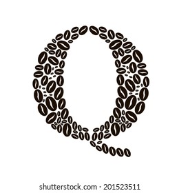 Letter Q made of coffee beans vector set