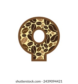 Letter q made of coffee beans vector set, Logo Font  Coffee Beans.