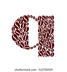 Letter  q  made of coffee beans vector set