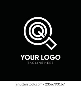 Letter Q Magnifying Glass Logo Design Vector Icon Graphic Emblem Illustration 