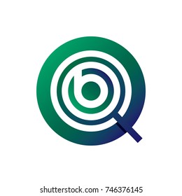 letter A or Q with magnifying logo vector illustration
