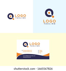 letter Q and map marker logo template [vector]