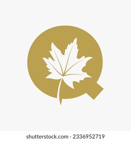 Letra Q Maple Leaf Elegant Logo. Plantilla de vectores de Logotipo de hoja de arce
