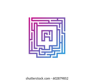 Letter Q Maze Labyrinth Logo Design Element
