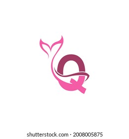 Letter Q with mermaid tail icon logo design template vector