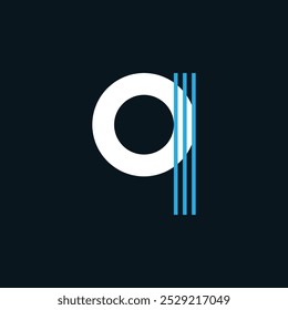 Letter Q Minimal Business Logo With Triple Lines | Multicolor Q Letter Small Typography Symbol