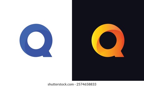 Letter Q Minimal Business Logo With 3D Rounded Shadow | Gradient Q Letter Typography Symbol