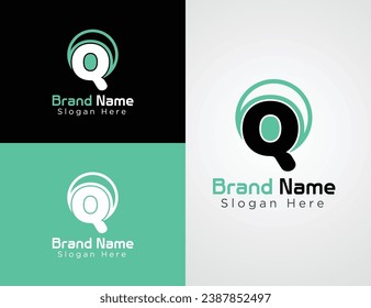 Letter q minimal logo design set