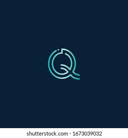 Letter Q minimal logo icon design. Vector template graphic elements. Technology and engineering concepts. Graphic made of circuits