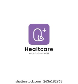 Letra Q logotipo minimalista e icônico de saúde, médico e clínica com estetoscópio