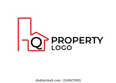 letter Q minimalist outline building vector logo design element