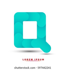 Letter Q. modern concept and simple typographic. blue 