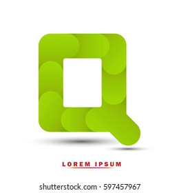 Letter Q. modern concept and simple typographic. green