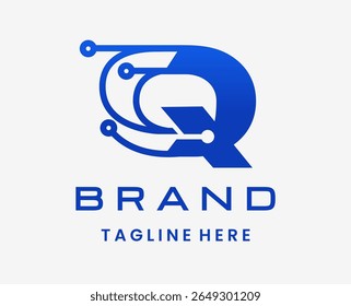 Letter Q Modern Digital Technology Logo Design