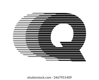 Letter Q Modern Logo with Horizontal Speed Line Pattern