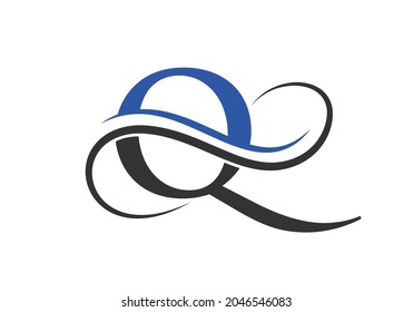 Letter Q Modern Shape Logo Design Template. Q Logo With Creative Curved Vector Illustration. 