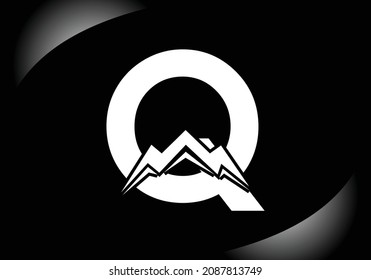 Letter Q monogram alphabet with the mountain peak. Mountain Logo sign symbol. Modern vector logo design for the business, and company identity.