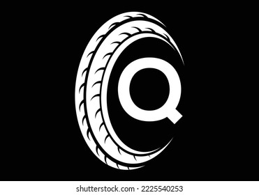 Letter Q monogram alphabet With a Sport Car Automotive Car Repair Logo Design Concept With Transport Tire Icon Vector Template.